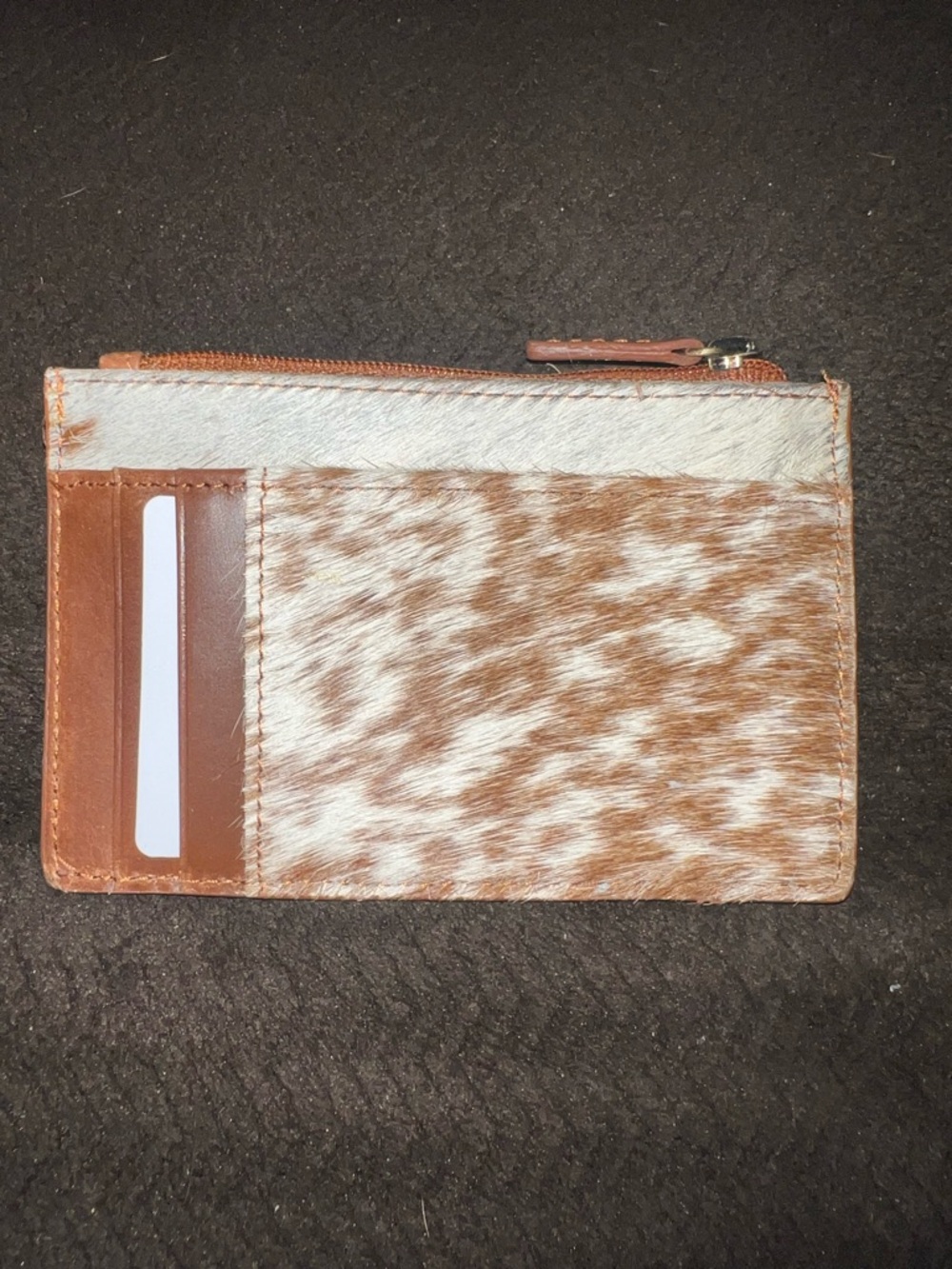 Myra Bag Brown and White Cowhide Card Wallet